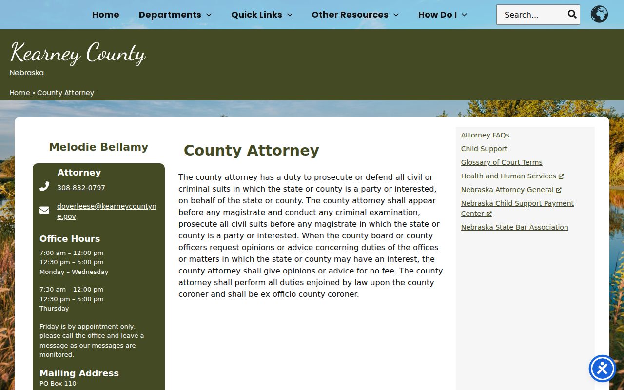 Kearney County criminal court cases County Attorney prosecution page