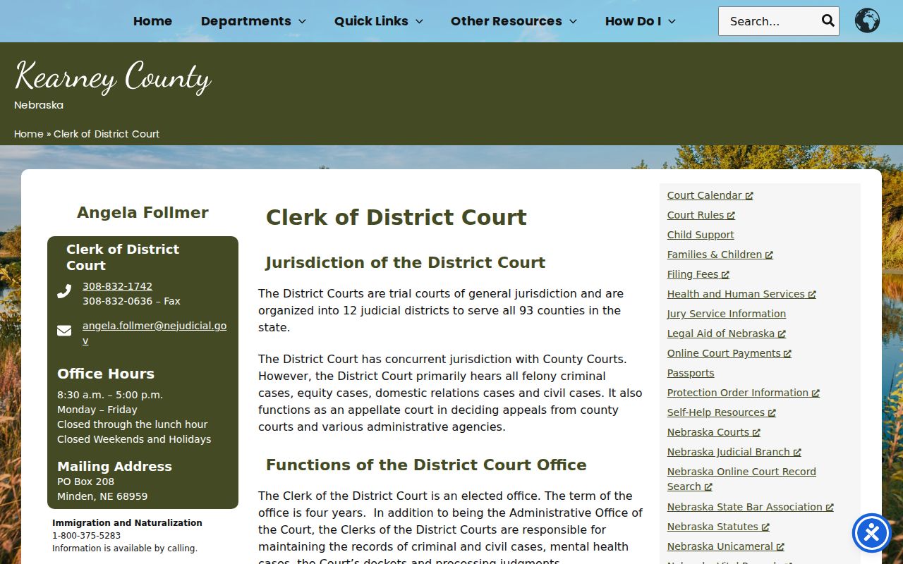 Kearney County criminal court cases District Court clerk information