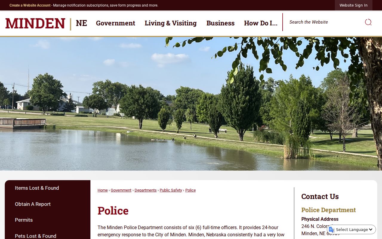 Minden Police contact for Kearney County arrest reports