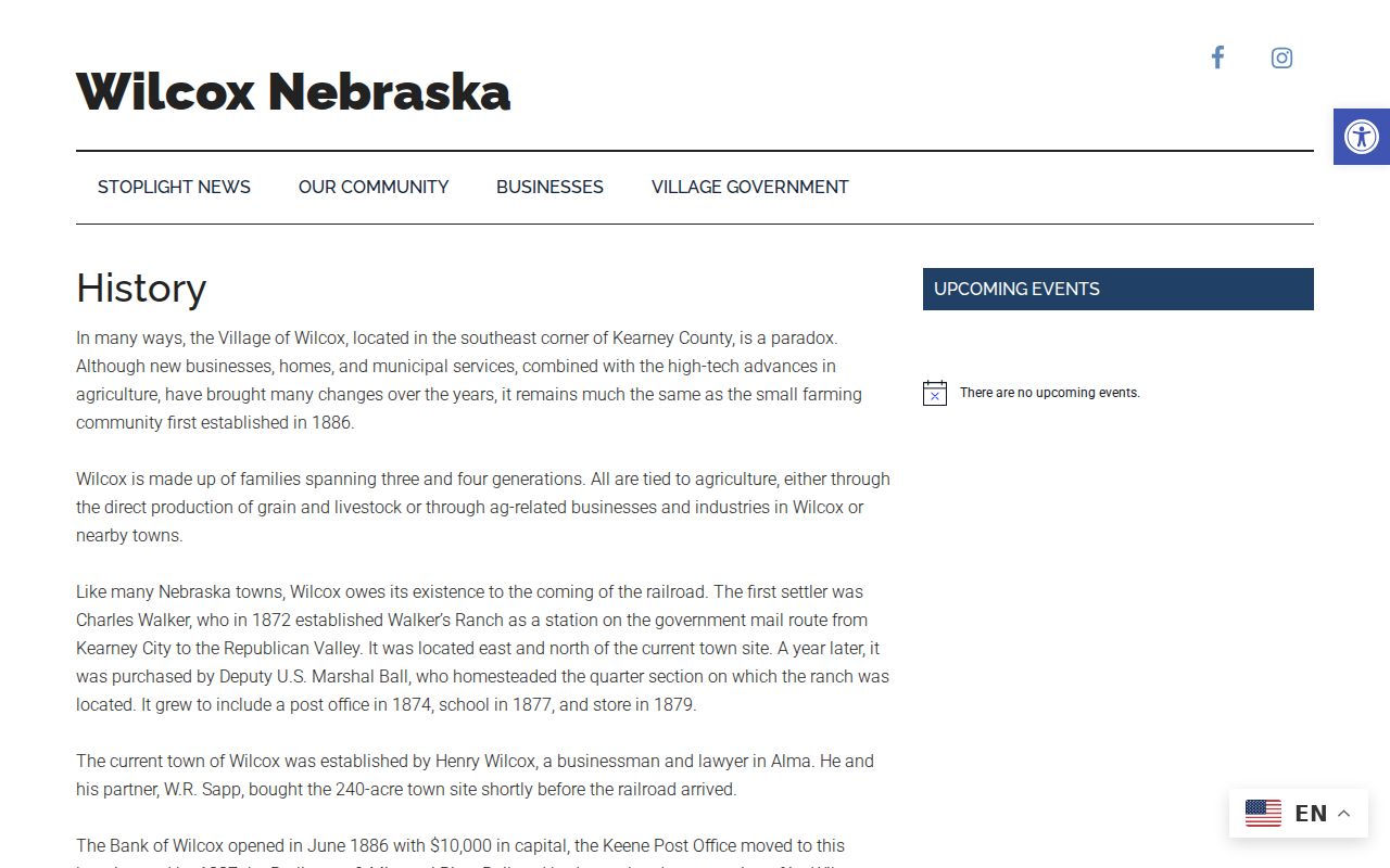 Official Village of Wilcox local history page