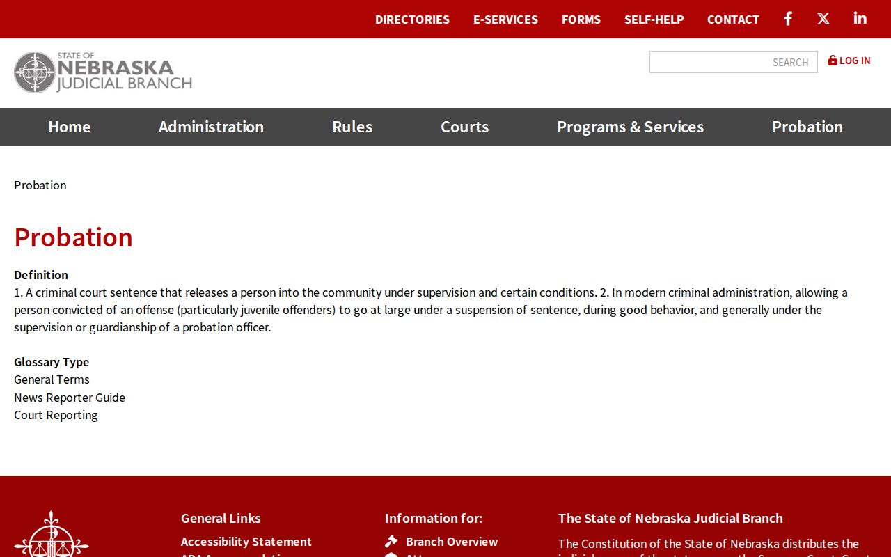 Kearney County criminal probation information from Nebraska Judicial Branch