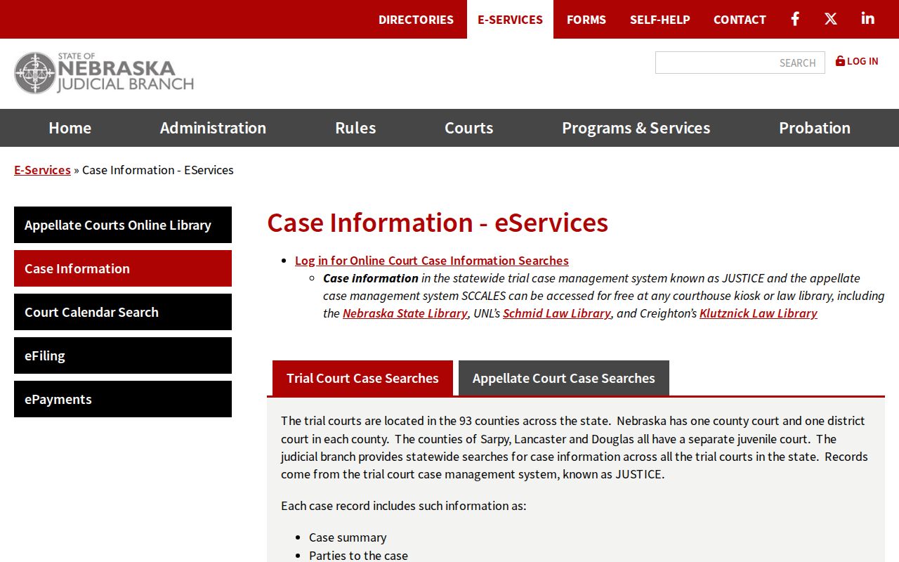 Kearney County criminal court record search options in Nebraska JUSTICE